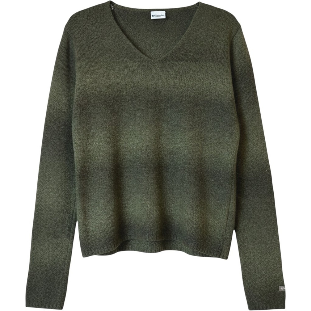 Columbia Womens Granola V-Neck Wool Blend Sweater Green S Fairy Grunge Earthy
